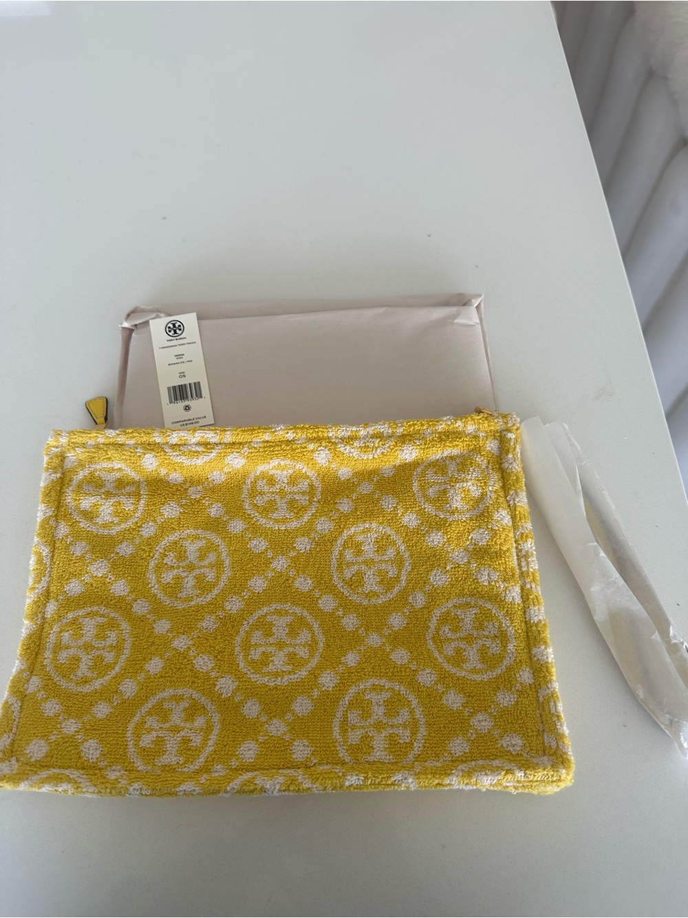 Tory Burch Vibrant Yellow Jacquard Zip Pouch